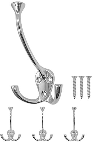 Fuxxer® 3x Klassische Garderoben-Haken, Handtuch-Haken, Wand-Haken, Silber, 3er Set