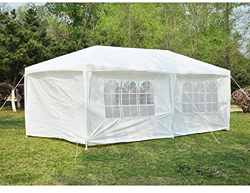 Event Gazebo with 4 Side Panels, Outdoor Waterproof Party Tent Marquee with Coated Steel Frame (White, 3X6M)