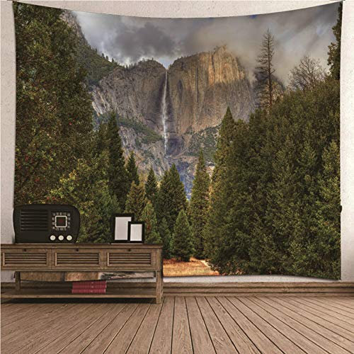 Banemi Yoga Wandteppich, Wandteppich Bunt Grün Hochgebirgswald Polyester Tapisserie Wanddeko für Schlafzimmer 150x130CM