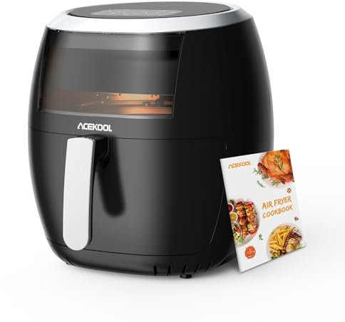 Acekool 8L Family Rapid Digital Air Fryer, Energy-Saving Air Fryer Oven, Touch Screen, 8 Cooking Functions, Timer & Temperature Control, Oil-Free, Non-Stick, Dishwasher Safe, 1800W