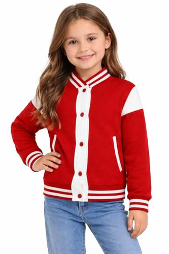 A2Z 4 Kids Baseball Kontrast Jacke Varsity Stilvoll Rot Mantel Lange Ärmel Sport Aktive Kleidung Neu Casual Mode Kinder Unisex Mädchen & Jungen Alter 2 3 4 5 6 7 8 9 10 11 12 13 Jahre