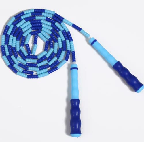 Cafurty Springseil für Fitness, weiche Perlen, verhedderungsfrei, segmentierte Länge, verstellbares Springseil für Männer, Frauen, Jungen, Mädchen, Workout und Gewichtsverlust, 2.4 m – Blau