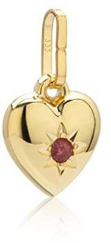 NKlaus Kettenanhänger kleines Herz roter Rubin echt 333 Gelb Gold 9,3mm für Mädchen Amulett 8650
