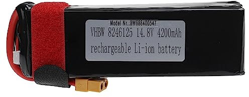 vhbw Akku kompatibel mit XT60 Stecker für Modellbau z.B. Racing Car, Helikopter, Flugzeug (4200mAh, 14,8V, Li-Polymer, 134 x 44,5 x 35 mm)