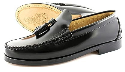 Latino Leder Anzugschuhe schwarz Herren Loafer mit Ledersohlen Tassel Slipper Handgearbeitete Mokassins… (eu_Footwear_Size_System, Adult, Men, Numeric, medium, Numeric_43)