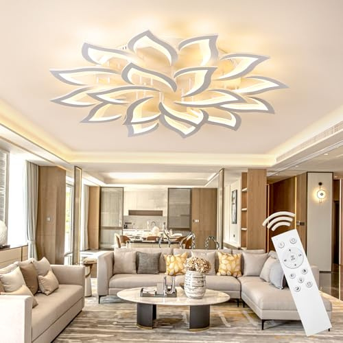 Tetipa LED Deckenleuchte Dimmbar, 160W Wohnzimmerlampe mit Fernbedienung und APP, Schlafzimmer Deckenlampe moderne Deckenbeleuchtung Deckenbeleuchtung Kronleuchter Dimming Lampe Ceiling