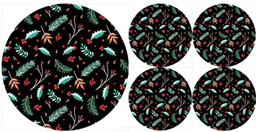 Arco Design Juego de salvamanteles Circulares de Fieltro 1 + 4 Estilo Acebo