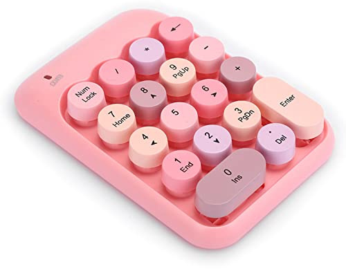 KIMISS 2.4G Wireless, Vintage Bunte Runde Kappe Lippen Telefon Lippe Ziffernblock Rosa Vintage Num Tastatur Wasserdicht 18 Tasten für die Finanzbuchhaltung