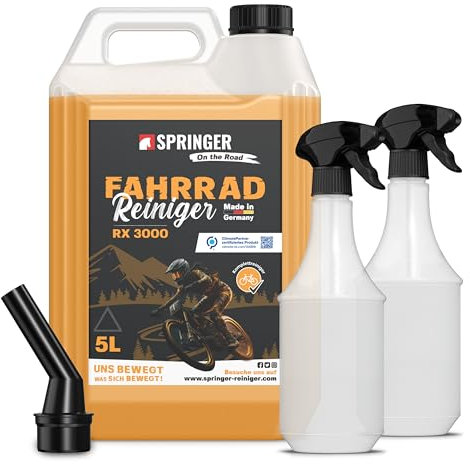 SPRINGER RX3000 - - Fahrradreiniger 5L - - Made in Germany - - Säurefreies Fahrrad-Reinigungsmittel - - Komplett-Spray mit gut haftender Gel Formel - - Fahrradpflege für alle Räder