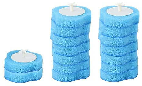 16 Recambios Desechables para Escobillas de Baño, Limpiador Soluble en Agua de un Uso con Cabezal de Esponja Espesado para Baño