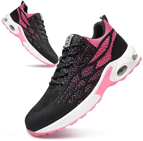 ziitop Chaussures de sécurité Homme Femme Basket de Securite Baskets Chantiers Embout Acier Respirant Chaussures de Travail Légère Anti-Perforation-Rose 39 EU