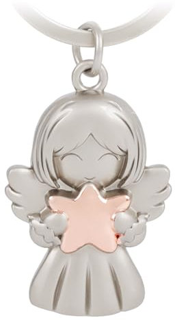 GZXYA Schutzengel Schlüsselanhänger Glücksbringer Anhänger, Engel mit Herzen für Prüfungen oder Auto, geeignet als Geschenke für Frauen, Freundin, Kollegen. (1414 Roségold)