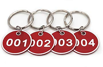 NanTun Schlüsselanhänger-Set aus Aluminiumlegierung, Nummernschilder, nummerierte Schlüsselringe, rot, 1 to 200