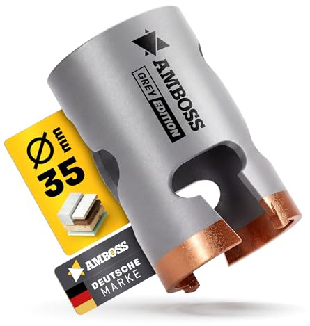Scie cloche, 35 mm HM, pour bois, carrelage, fibreciment, plâtre, béton cellulaire, plastiques - Foret / scie circulaire cloche - Profondeur de coupe : 58 mm - Filetage M16 - Sans support