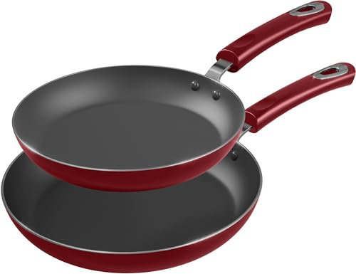 KICHLY 2er-Set Antihaft-Induktionspfannen, 2 Stück 9,5 Zoll und 11 Zoll (Rot)