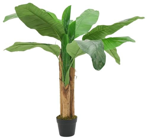 vidaXL Bananier Artificiel 9 Feuilles, Arbre avec Pot en Plastique, Fausse Plante, Decoration d'Entrée Salon Bureau Jardin Patio, 120 cm Vert