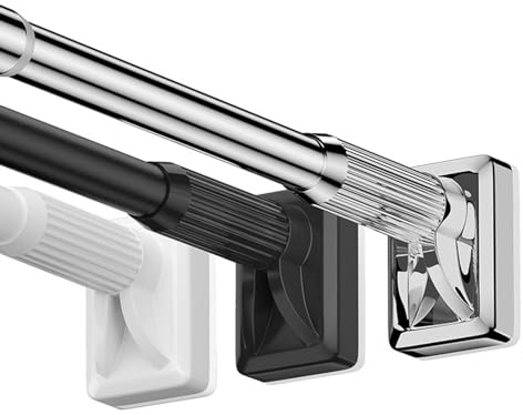 Barre de Douche Extensible Tringle A Rideau Douche, Barre de Douche sans Percer Tringle Douche, 410CM-500CM, pour Salle de Bain Chambre Placard Fenêtres Portes (Couleur : Noir, Taille : 260-350CM)