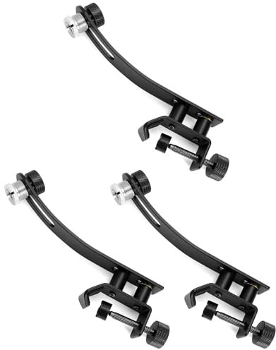 QWORK Schlagzeug-Mikrofon-Clip, Metallkonstruktion, verstellbare C-Klemme, Felgenhalterung für 15,2 cm - 45,7 cm Trommeln, 3 Stück