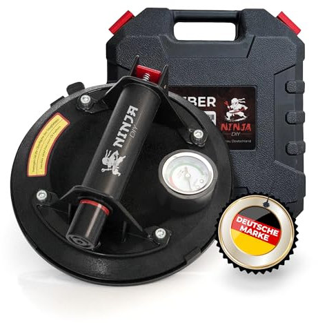 NINJA DIY Saugheber 1er Set - Robuste Glasheber für Glas, Fenster, Laminat, Fliesen, nur für glatte Oberflächen – NICHT FÜR TERASSENPlATTEN UND RAUE OBERFLÄCHEN - Vakuumheber Saugnäpfe für Fenster