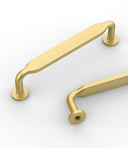 9BUILD 10pcs Poignée d'Armoire,Or Brossé,Espacement des Trous 96mm,pour Armoires de Cuisine,Alliage de Zinc Poignées de Meuble Cuisine Poignées Meuble Armoire Poignées de Porte d'armoire EU0048