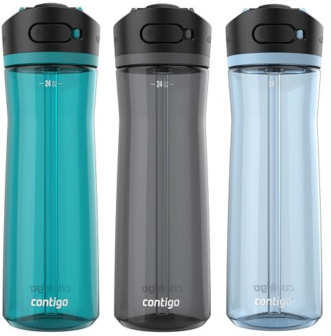 Contigo AUTOSPOUT Water Bottle 24 oz Leakproof Design Juniper/Sake/Glacier 3-Pack