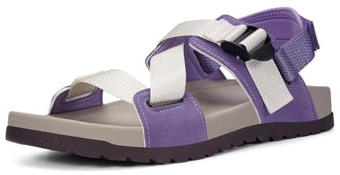 Hsyooes Sandales pour Hommes Femme avec soutien de la voûte plantaire Trekking Randonnée Sandales Sandale de Plage Extérieur Sandales de Sport,violet,41 EU