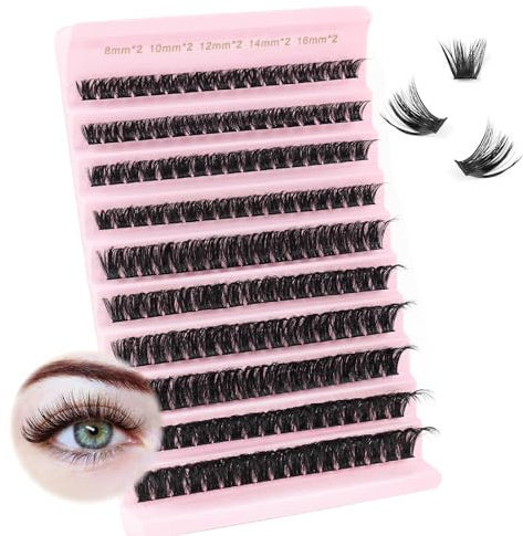 Oreola Cils individuels Naturel 100D Cluster C Curl Doux Vaporeux Cils Clusters DIY Extensions de Cils Aspect Naturel 8-16 MM 0,07 D Curl Faux Cils