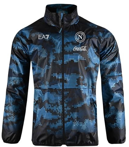 SSC NAPOLI Giacca Antivento Veste Coupe-Vent EA7, Bleu Ciel, L Mixte