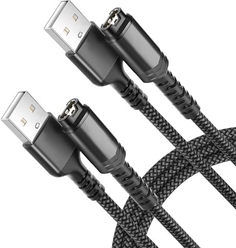 RUXELY Câble Chargeur pour Montre Garmin 1.8M 2-Pack,Cordon Charge Nylon pour Fenix 8 E 7 7S 7X 6 6S 6X Solar,Forerunner 970 570 965 265 255 165 55,Vivoactive 6,Tactix,Instinct 2,Venu,Epix Pro,Swim 2