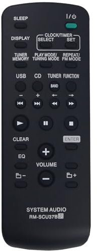 RM-SCU37B - Telecomando di ricambio per sistema audio Sony CMT-BX5 CMTBX5BT CMT-BX5BT CMTEH25 CMT-EH25 CMTEH26 CMT-EH26 CMTFX205 CMT-FX205 CMTNEZ50 CMT-NEZ50 HCDCBX5 HCD-CBX5 HCDEX600 HCD-EX600