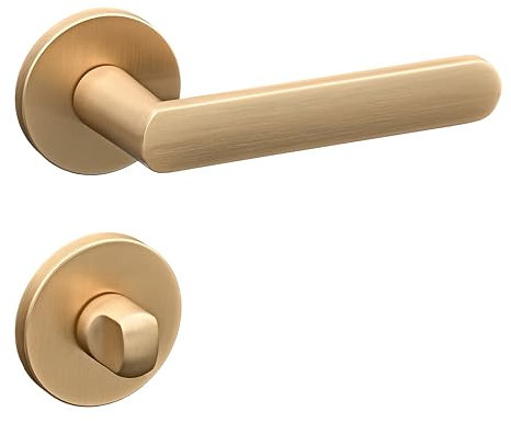 Gavroche Türdrückergarnitur Gold - Eleganter Türgriff mit Rund-Rosette | BB PZ WC Set für Innentüren | Hochwertige Verarbeitung in Messing-Optik | Ideal für Zimmertüren (WC)