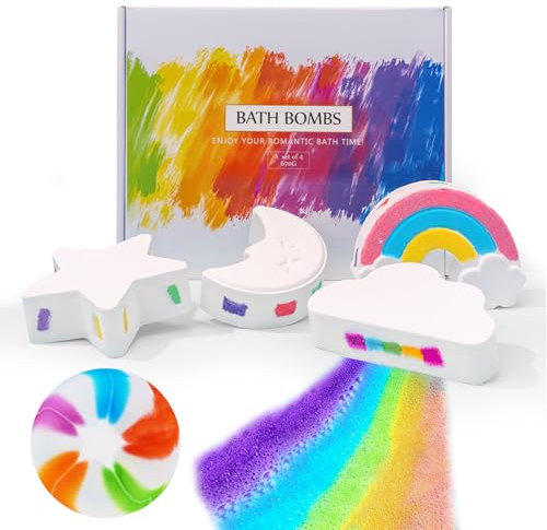 FePen Regenbogen Badebomben, Badebomben für Kinde, Badekugeln Geschenkset, Mond, Sterne, Regenbogen, Regenbogenwolkenm, Weihnacht für Kinder, Frauen (Rainbow)