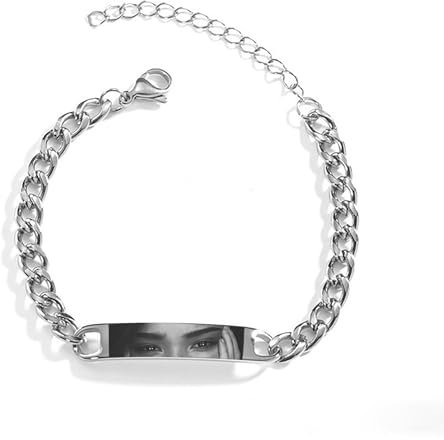 CSstone Personalisierte Augen Gravur Armband, Paar Armband mit Foto, Liebhaber Augen Foto Armbänder 18k Goldplatte Rechteck Bild Anhänger Schmuck Geschenke für Jubiläum Geburtstag Weihnachten