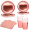 MORAINJAY Set de 68 Piezas de Vajilla de Fiesta Oro Rosa, Platos, Vasos, Servilletas, para Cumpleaños, Bodas, Baby Shower, Graduación, Aniversario, Fiestas, Suministros para 16 Invitados