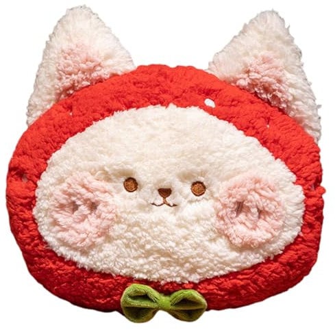 Hand Warmers Muff 13x11 Inch Warm & Soft Cute Strawberry Cat Handmuffs Pouch with Zipper & Hole Hand Muffler Winter Accessories for Women Adults and Children Indoor Outdoor Gift