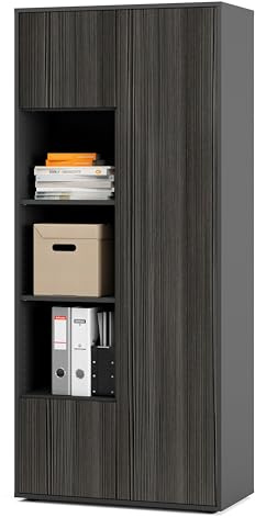 SIMPLYFURN Büroschrank Amira T30, Anthrazit/Avola Anthrazit, 180x80x40 cm