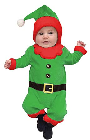 HEONSATI Natale Neonato Elfo Abiti per Riunioni di Eventi Tutina Natale Neonato Bambino Ragazze Ragazzi My First Christmas Vestito Baby Aiutante di Babbo Natale Costume da Elfo Regalo di Natale