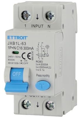 A2ZWORLD Interruttore Magnetotermico Differenziale Tipo A 300mA, RCBO Classe A 2P C16 16A, Curva C 1P+N 6000A, Occupa 2 Moduli DIN, AC 230V IP20 IEC61009-1