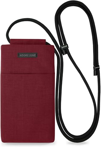 Adore June Move Handy Umhängetasche Crossbody 6,7-7,0 Zoll Bordeaux-Rot | Kompatibel mit iPhone 17 Pro Max, iPhone 16 Pro Max, Galaxy S26 Ultra / S25 Ultra - verstellbares Band, gefertigt in Europa