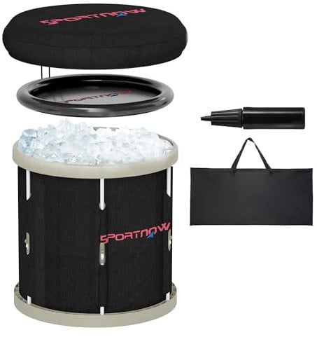 SPORTNOW Ice Bath Tub Outdoor, 210L Portable Cold Water Therapy Tub, Recovery Cold Plunge Pool with Lid, Cover, Carry Bag for Athletes, Black