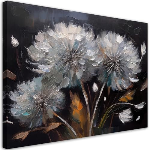 Feeby Leinwandbild - Bilder Wohnzimmer - Pusteblumen Pflanzen Natur - 120x80 cm XXL 1tlg - Deko Schlafzimmer - Wanddekoration - Aesthetic - Groß Moderne Bild - Foto auf Leinwand