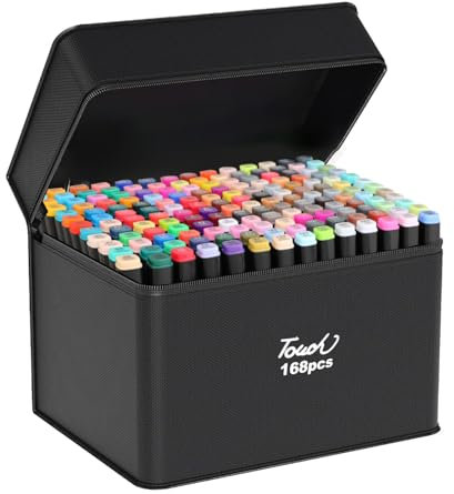 168 Filzstifte Set für Kinder und Erwachsene, Marker Stifte für Manga, Design und DIY Projekte, Filzstifte in praktischer schwarzer Tasche, Ideal für Comics, Rendering und kreative Bastelideen