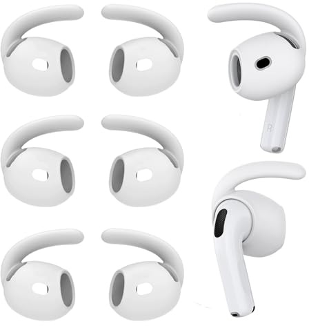 Adhiper 3 Paar Ohrhaken-Abdeckungen für AirPods 4 [Nicht passend in das Ladecase] rutschfeste, Sturzsichere Silikon-Ohrhaken, Kompatibel mit AirPods 4. Generation (Weiß)