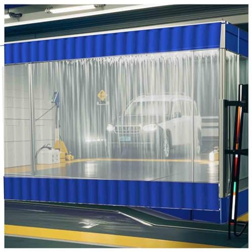 Industrieller transparenter Garagentorvorhang für Autowäsche, 2,3 x 5 m, perfekt für Terrasse, Veranda und Wash Bay Depot