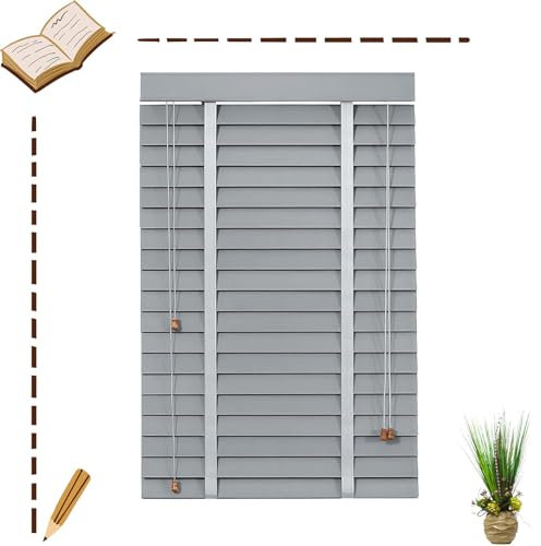 Venetian Blinds 50cm 55cm 80cm 115cm 120cm 150cm Wide,Solid Wood Venetian Shades for Windows,Horizontal Blinds 50mm Slats,Blackout/Heat Insulation/Privacy Shutters,Easy Fit Curtains,M50100