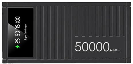Powers Bank Fast Charging, 66W 50000mAh Capacity Fast Charger Phone, Creative Container Battery Pack, Portable Charger, Energy Bank with LED Display, For Hiking Camping Outdoor, 7*14.5*6.5cm, Black