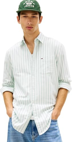 Tommy Jeans Herren TJM Reg Stripe Oxford Shirt EXT Dm0dm22790 L/S Shirt (1er Pack)