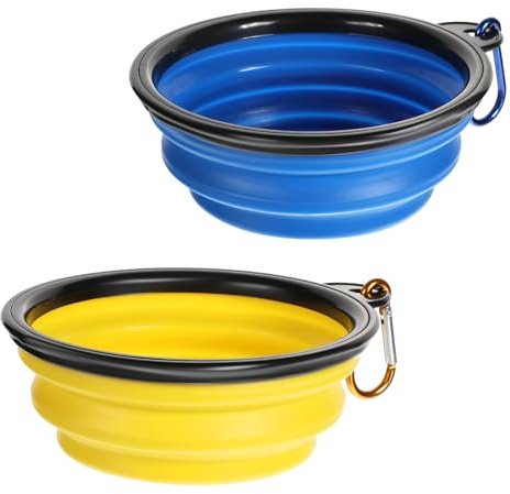 2 Stück Hundenapf Faltbar Faltbare Schüssel für Hunde Katzen Tragbare Hundenapf Wassernapf Hund mit Karabiner Faltbarer Hundenapf Unterwegs Reisenapf Trinknapf Collapsible Dog Bowl für Reisen Wandern