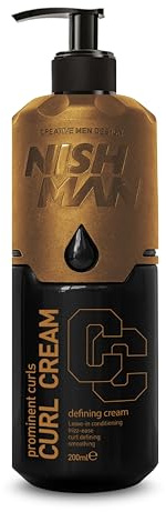 NISHMAN Lockencreme 200ml Für Männer – Definierende Haarcreme Für Lockiges & Welliges Haar – Leave-in-Conditioning-Stylingprodukt – Anti-Frizz-Glättungscreme Für Ausdrucksstarke Locken