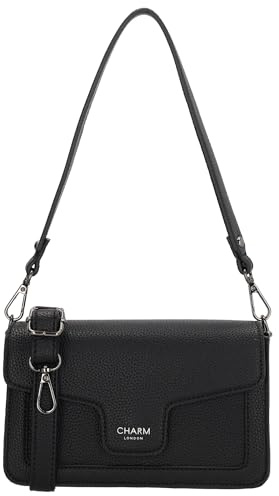 Charm London Monaco Schultertasche - Elegante Handtasche Damen - Schwarz